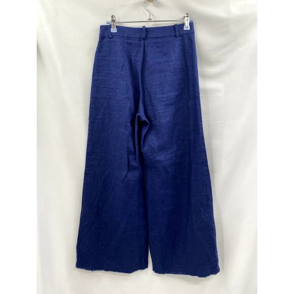 Reformation 0 blue linen wide leg raw hem pants - Picture 4 of 5